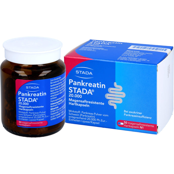 Pankreatin STADA 20.000 Hartkapseln bei exokriner Pankreasinsuffizienz, 50 St. Kapseln