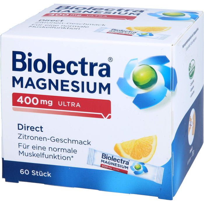 Biolectra  MAGNESIUM 400 mg ultra Direct Zitrone, 60 pcs. Sachets