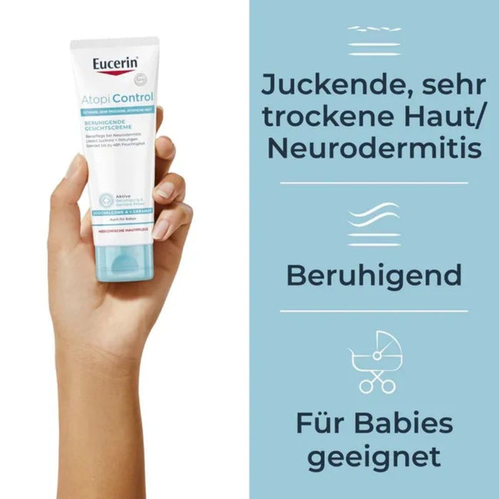 Eucerin AtopiControl Gesichtscreme lindert Juckreiz & Rötungen, 50 ml Creme