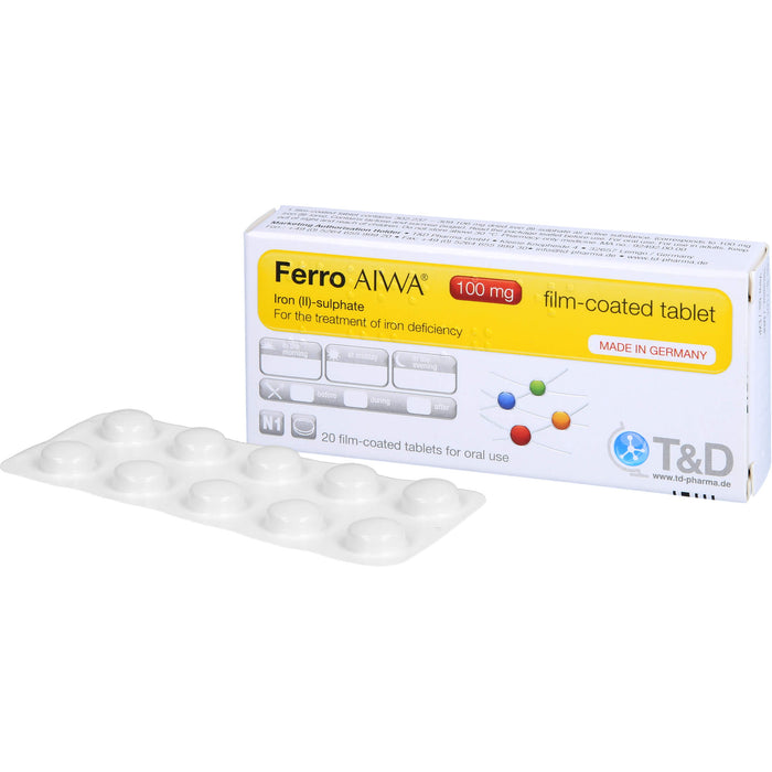 Ferro AIWA 100 mg Filmtabletten zur Behandlung von Eisenmangelzuständen, 20 St. Tabletten