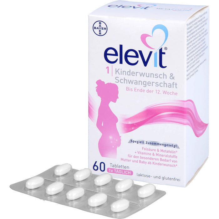 Elevit 1 Tabletten bei Kinderwunsch & Schwangerschaft, 60 pc Tablettes