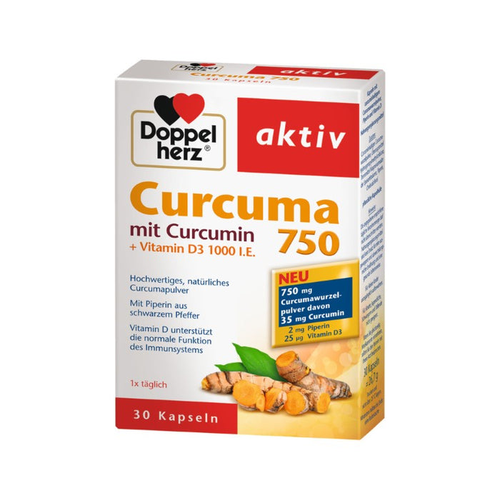 Doppelherz aktiv Curcuma 750 Kapseln unterstützt die normale Funktion des Immunsystems, 30 pcs. Capsules