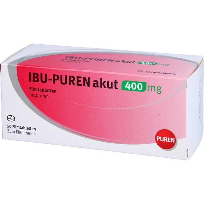 IBU-PUREN akut 400 mg Filmtabletten bei Schmerzen und Fieber, 50 pcs. Tablets