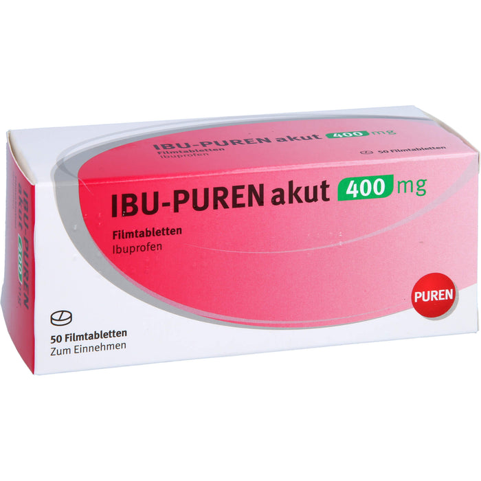 IBU-PUREN akut 400 mg Filmtabletten bei Schmerzen und Fieber, 50 pcs. Tablets