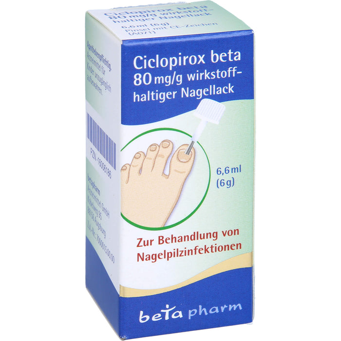 Ciclopirox beta 80 mg/g wirkstoffhaltiger Nagellack bei Nagelpilzinfektionen, 6.6 ml Vernis à ongles contenant une substance active