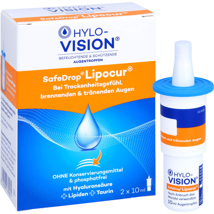 Hylo-Vision SafeDrop Lipocur Augentropfen bei Trockenheitsgefühl,  brennenden und tränenden Augen, 20 ml Solution