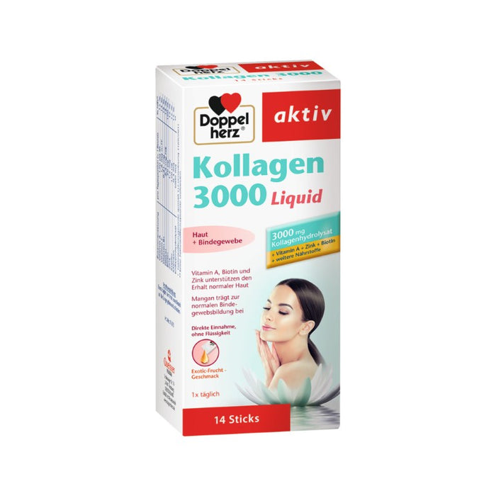 Doppelherz aktiv Kollagen 3000 Liquid Sticks für die Haut und das Bindegewebe, 14 pc Bâtonnets