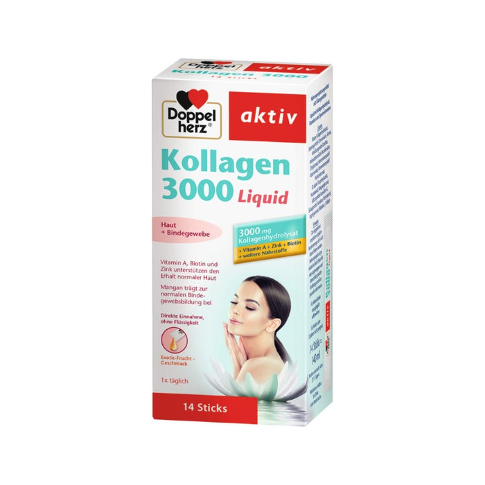Doppelherz aktiv Kollagen 3000 Liquid Sticks für die Haut und das Bindegewebe, 14 pc Bâtonnets