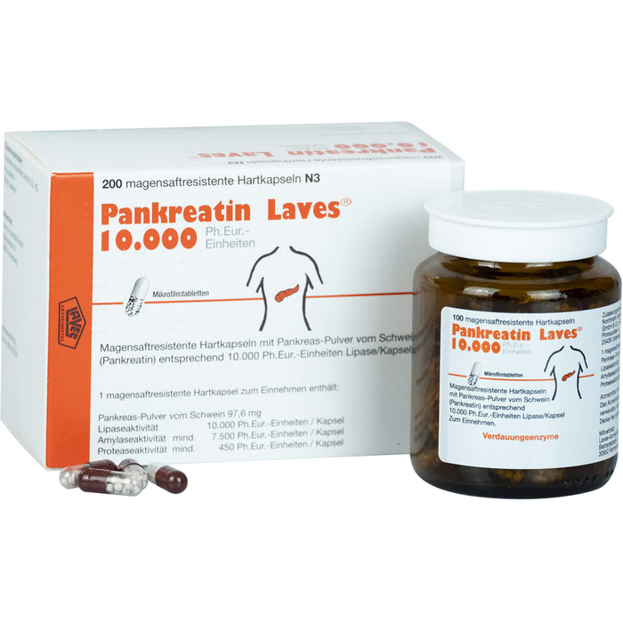 Laves Pankreatin 10.000 Ph.Eur-Einheiten Hartkapseln bei exokriner Pankreasinsuffizienz, 200 St. Kapseln