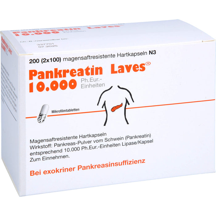 Laves Pankreatin 10.000 Ph.Eur-Einheiten Hartkapseln bei exokriner Pankreasinsuffizienz, 200 St. Kapseln