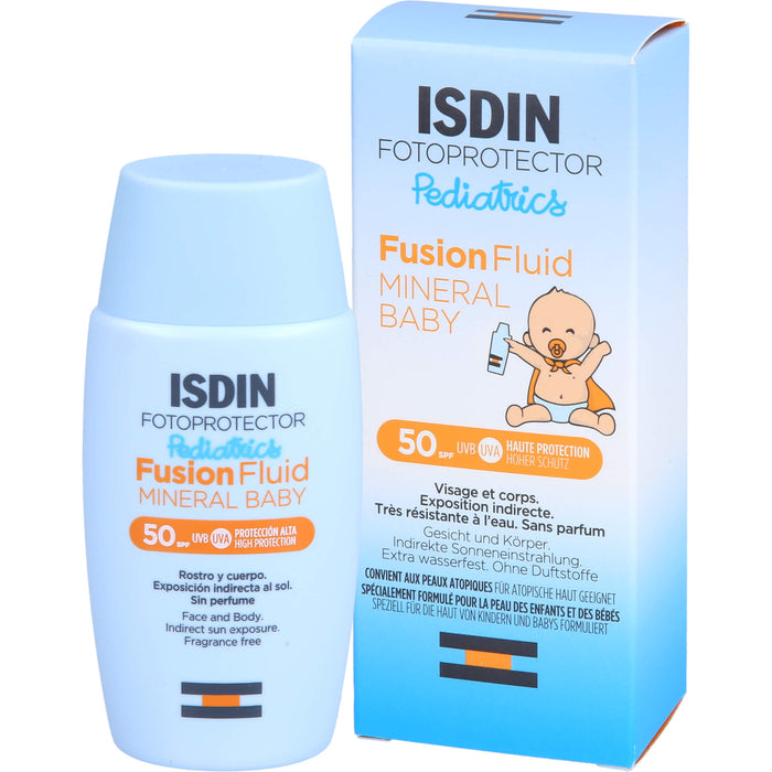 ISDIN Pediatrics Fusion Fluid Mineral Baby LSF 50 mineralische Sonnencreme für Kinder und Babys, 50 ml Crème