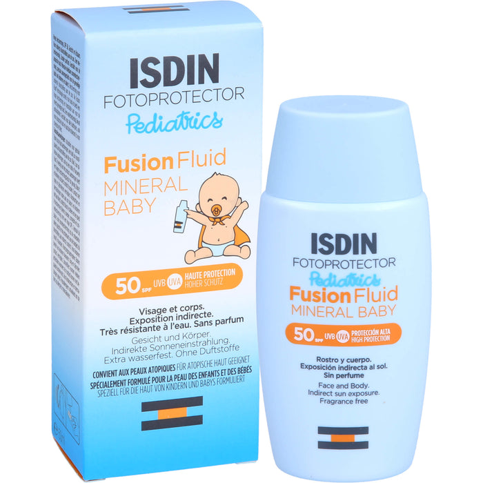 ISDIN Pediatrics Fusion Fluid Mineral Baby LSF 50 mineralische Sonnencreme für Kinder und Babys, 50 ml Crème
