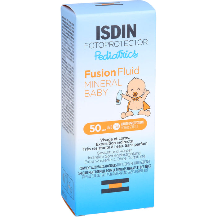 ISDIN Pediatrics Fusion Fluid Mineral Baby LSF 50 mineralische Sonnencreme für Kinder und Babys, 50 ml Crème