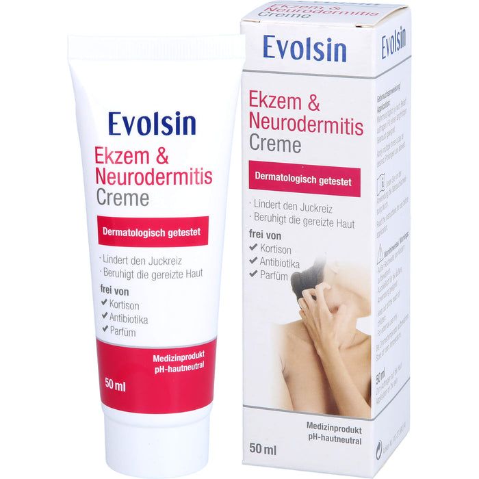 Evolsin Ekzem & Neurodermitis Creme mindert Juckreiz & beruhigt gereizte Haut, 50 ml Cream
