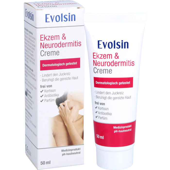Evolsin Ekzem & Neurodermitis Creme mindert Juckreiz & beruhigt gereizte Haut, 50 ml Cream