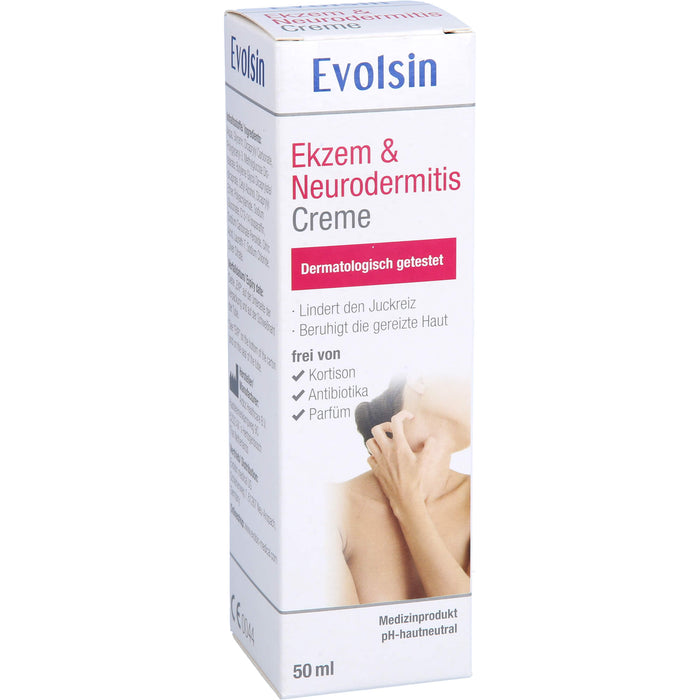 Evolsin Ekzem & Neurodermitis Creme mindert Juckreiz & beruhigt gereizte Haut, 50 ml Cream