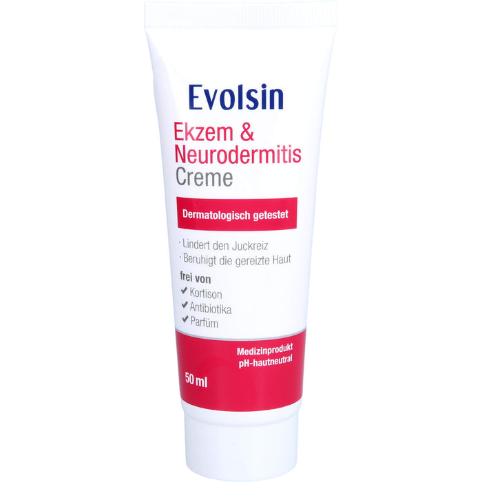 Evolsin Ekzem & Neurodermitis Creme mindert Juckreiz & beruhigt gereizte Haut, 50 ml Cream