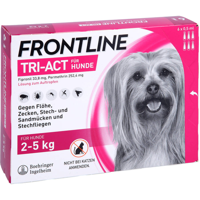 FRONTLINE TRI-ACT Lösung gegen Zecken, Flöhe und fliegende Insekten beim Hund (2-5kg), 6 pc Récipients à dose unique