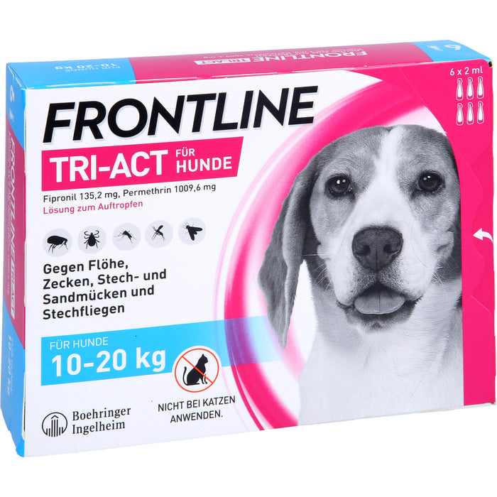 FRONTLINE TRI-ACT gegen Zecken, Flöhe und fliegende Insekten beim Hund (10-20 kg), 6 pc Pipettes à dose unique