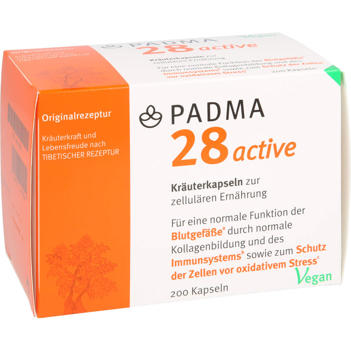 PADMA 28 active Kapseln für eine normale Funktion der Blutgefäße durch normale Kollagenbildung, 200 St. Kapseln
