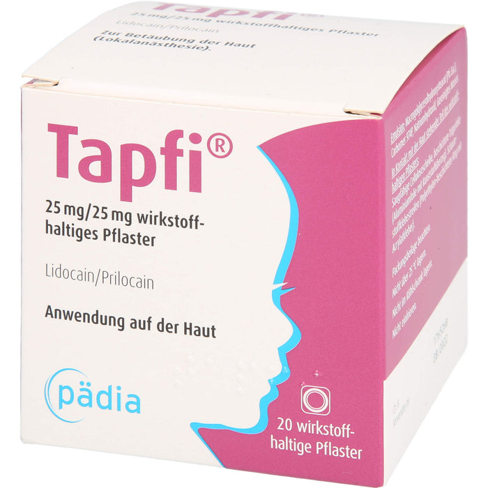Tapfi 25 mg/25 mg wirkstoffhaltiges Pflaster mit Lidocain/Prilocain, 20 pcs. Patch