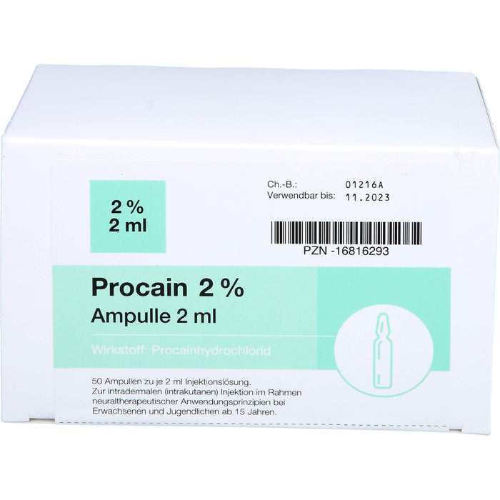 Procain pharmarissano Ampulle 2%, 2 ml Ampulle, 100 ml Lösung