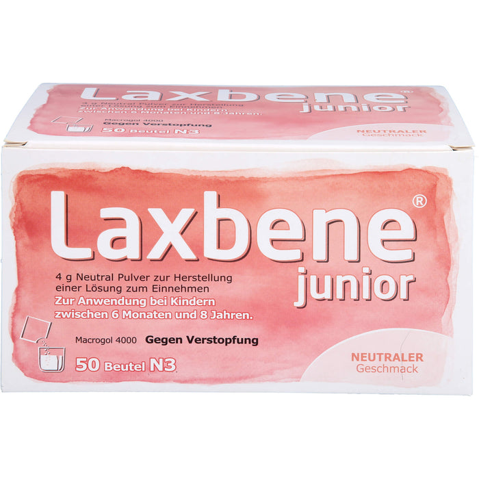 Laxbene Junior 4 g Neutral Pulver bei Kindern zwischen 6 Monaten und 8 Jahren gegen Verstopfung mit neutralem Geschmack, 50 St. Beutel