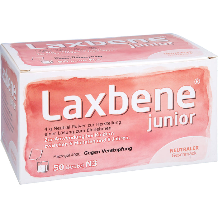 Laxbene Junior 4 g Neutral Pulver bei Kindern zwischen 6 Monaten und 8 Jahren gegen Verstopfung mit neutralem Geschmack, 50 St. Beutel