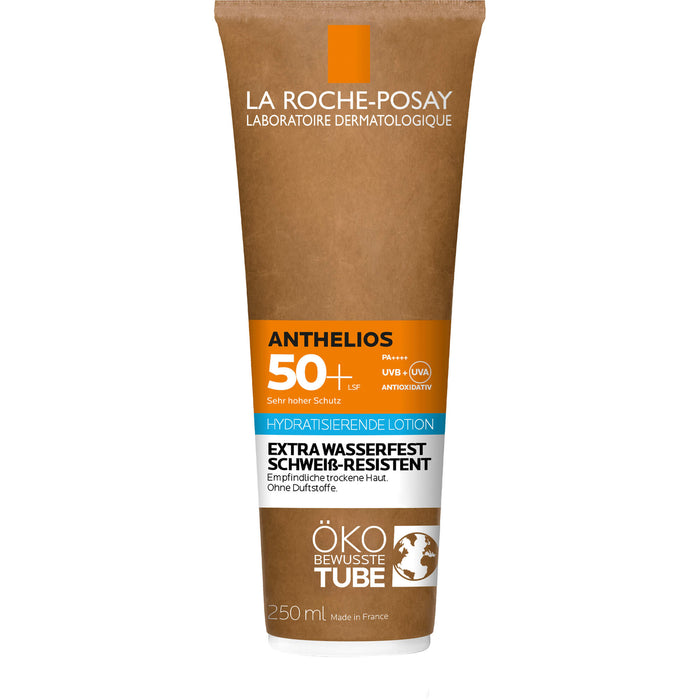 La Roche-Posay Anthelios Sonnenmilch LSF 50+ Papp-Tube mit hohem UV-Lichtschutz für empfindliche und trockene Haut, 250 ml Lotion
