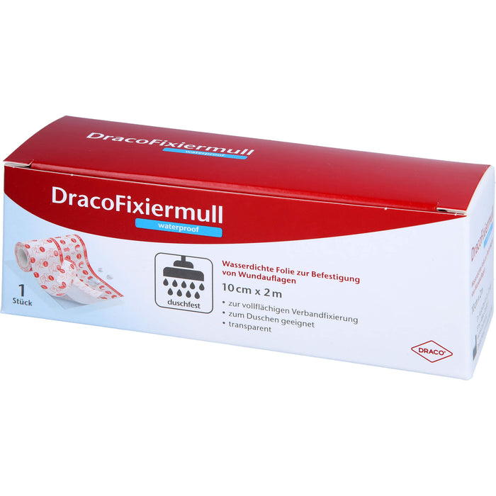 Draco Fixiermull waterproof 10 cm x 2 m wasserfeste Folie zur Befestigung von Wundauflagen, 1 St. Folie