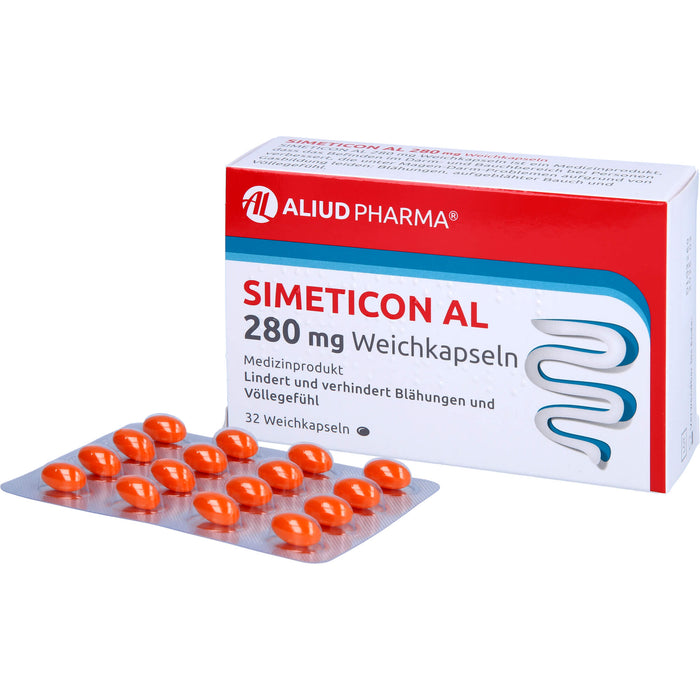 Simeticon AL 280 mg Weichkapseln bei Blähungen, 32 pc Capsules