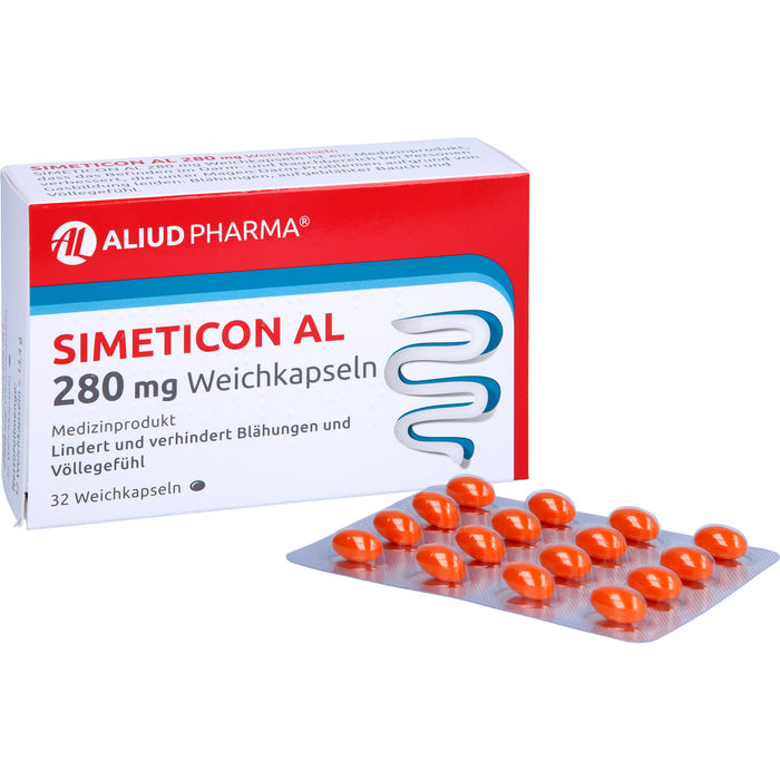 Simeticon AL 280 mg Weichkapseln bei Blähungen, 32 pc Capsules