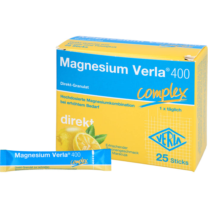 Magnesium Verla  400 direkt Zitrone, Direkt-Granulat, 25 pcs. Sachets