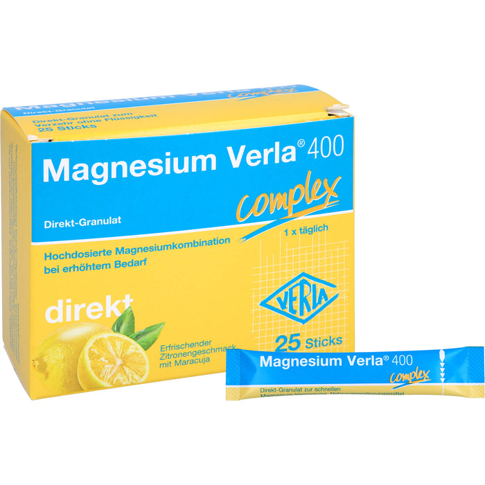 Magnesium Verla  400 direkt Zitrone, Direkt-Granulat, 25 pcs. Sachets