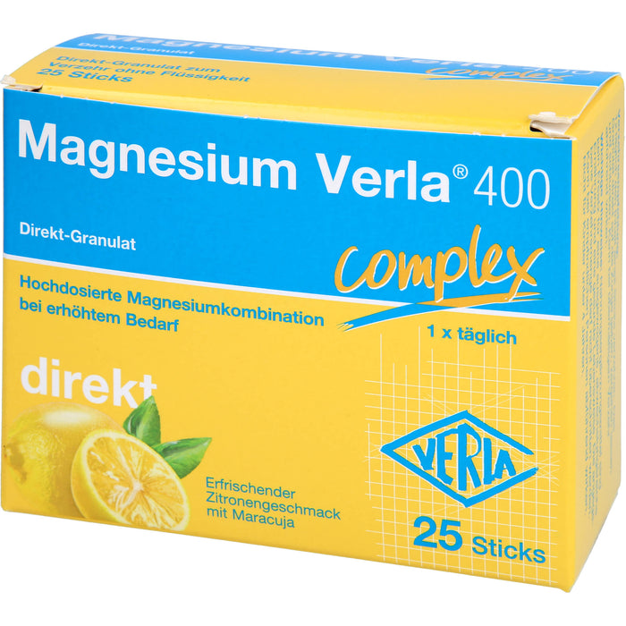Magnesium Verla  400 direkt Zitrone, Direkt-Granulat, 25 pcs. Sachets