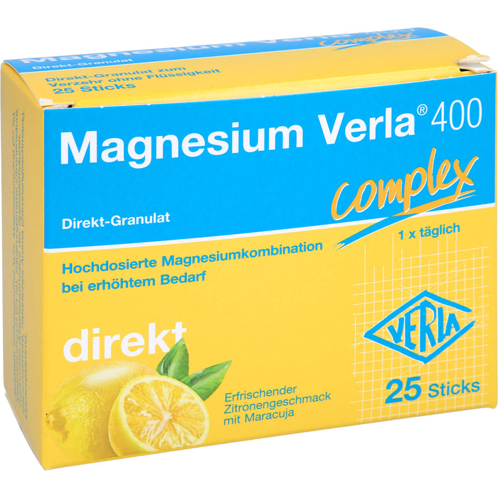 Magnesium Verla  400 direkt Zitrone, Direkt-Granulat, 25 pcs. Sachets