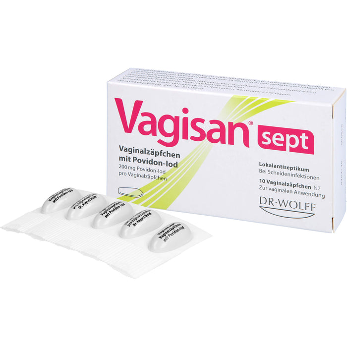 Vagisan sept Vaginalzäpfchen mit Povidon-Iod bei Scheideninfektionen, 10 pc Suppositoires