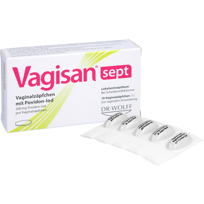 Vagisan sept Vaginalzäpfchen mit Povidon-Iod bei Scheideninfektionen, 10 pc Suppositoires