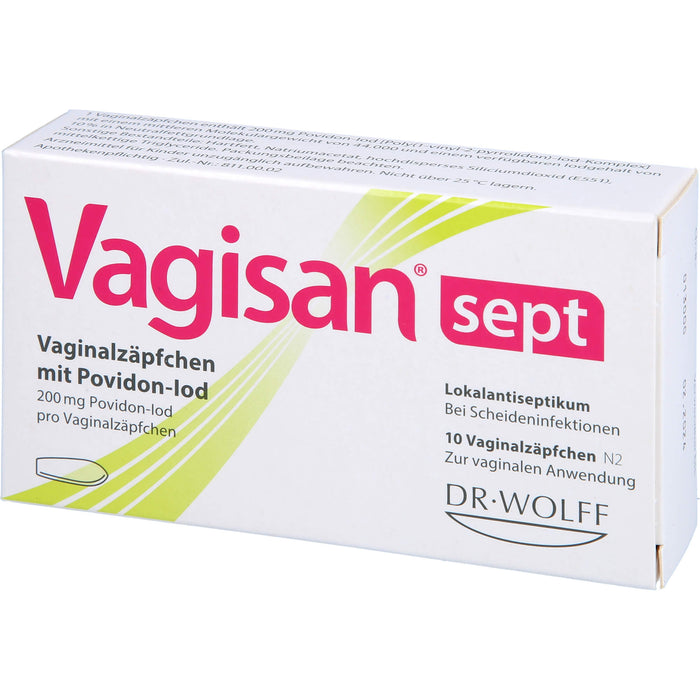 Vagisan sept Vaginalzäpfchen mit Povidon-Iod bei Scheideninfektionen, 10 pc Suppositoires