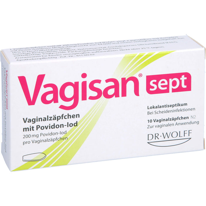 Vagisan sept Vaginalzäpfchen mit Povidon-Iod bei Scheideninfektionen, 10 pc Suppositoires