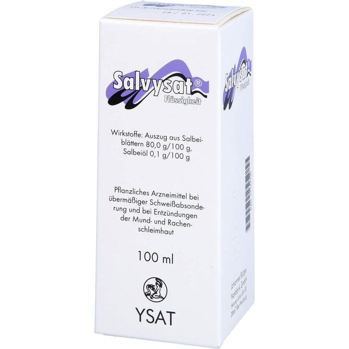 Salvysat Flüssigkeit bei übermäßiger Schweißabsonderung und zur Spülung bei Entzündungen im Mund- und Rachenraum, 100 ml Solution