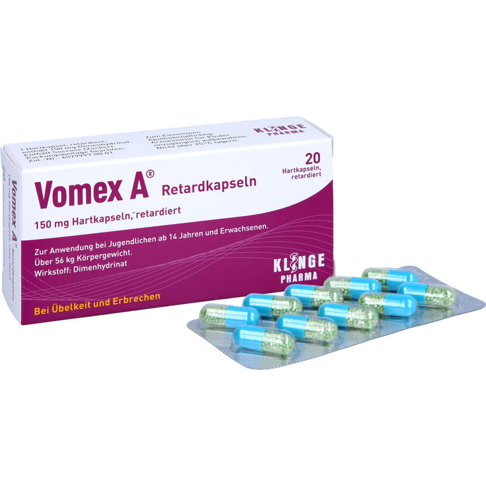 Vomex A  Retardkapseln 150 mg Hartkapsel, retardiert, 20 St. Kapseln