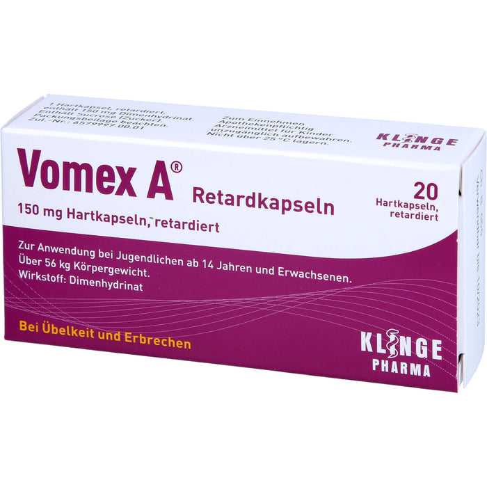 Vomex A  Retardkapseln 150 mg Hartkapsel, retardiert, 20 St. Kapseln