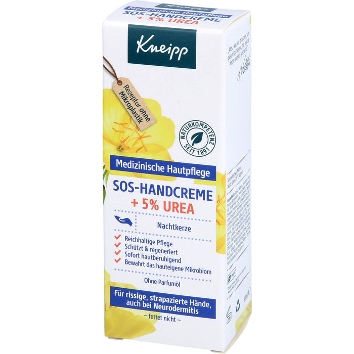 Kneipp SOS-Handcreme + 5% Urea Nachtkerze für rissige, strapazierte Hände und bei Neurodermitis, 50 ml Cream