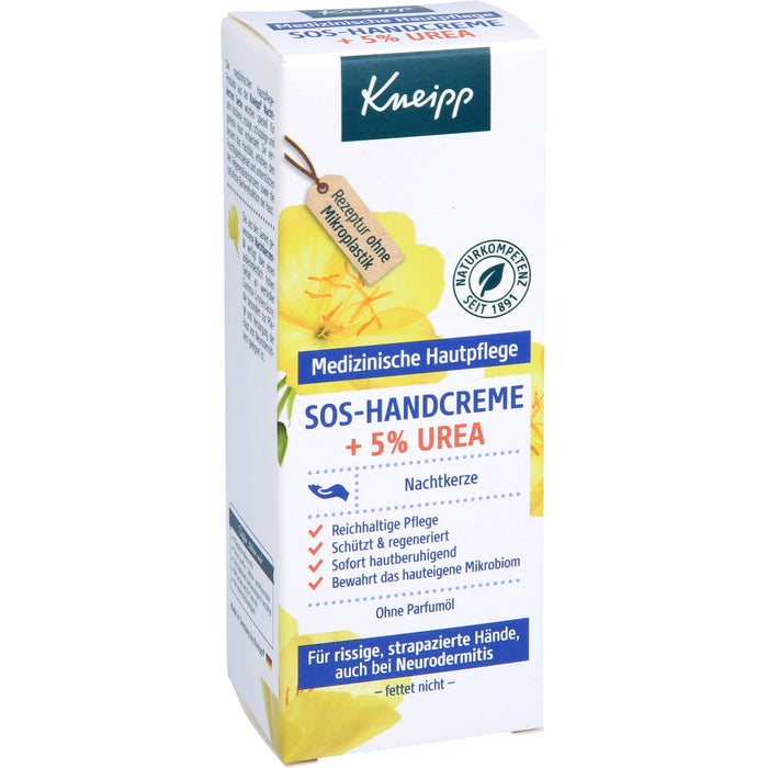 Kneipp SOS-Handcreme + 5% Urea Nachtkerze für rissige, strapazierte Hände und bei Neurodermitis, 50 ml Cream