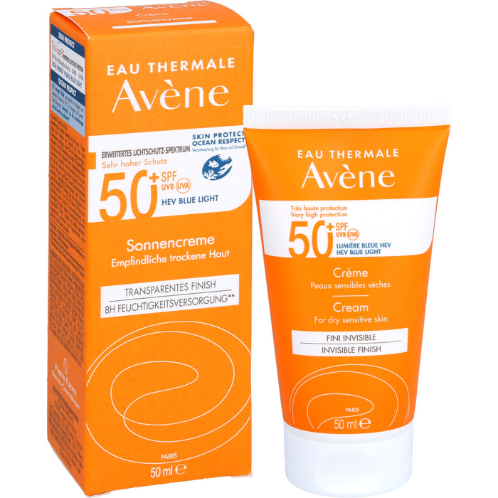 Avène Sonnencreme LSF 50+ für empfindliche trockene Haut invisible finish, 50 ml Creme