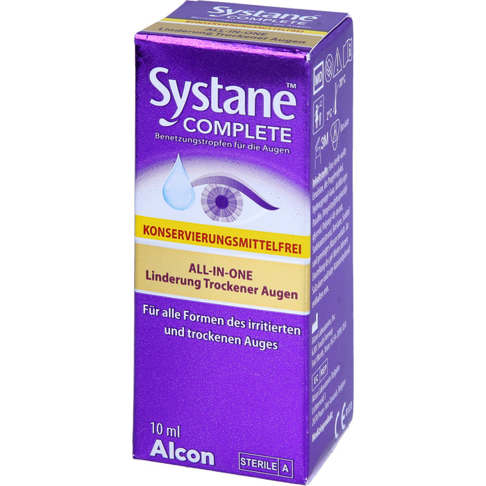 Systane Complete Benetzungstropfen für die Augen ohne Konservierungsmittel für trockene Augen, 10 ml Solution