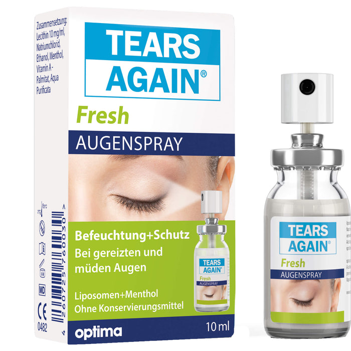 TEARS AGAIN Fresh Augenspray (ohne Konservierungsmittel) Befeuchtung und Schutz bei gereizten und müden Augen, 10 ml Lösung