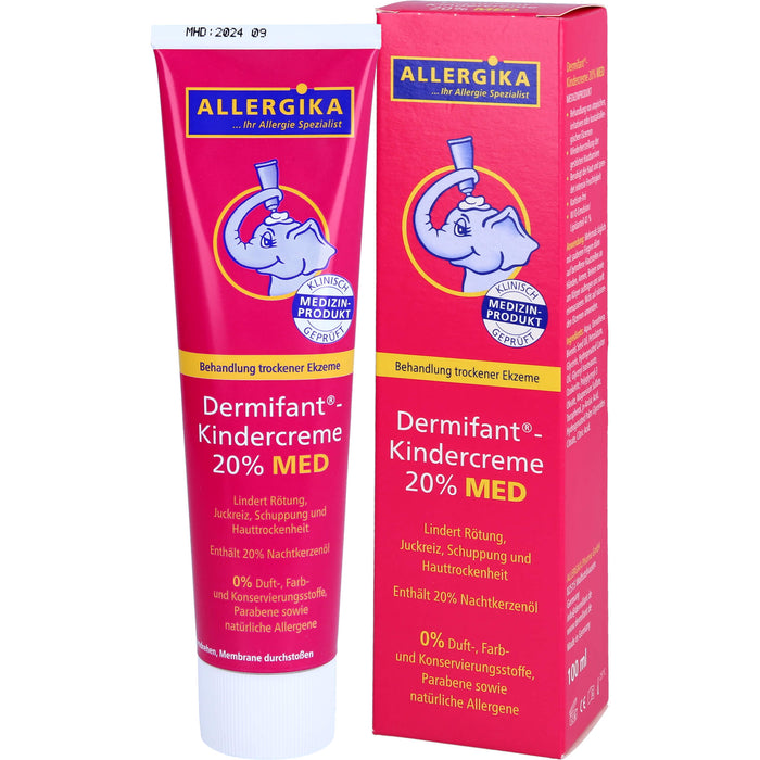 Dermifant Kindercreme 20% MED lindert Rötung, Juckreiz, Schuppung und Hauttrockenheit bei trockenen Ekzemen, 100 ml Crème