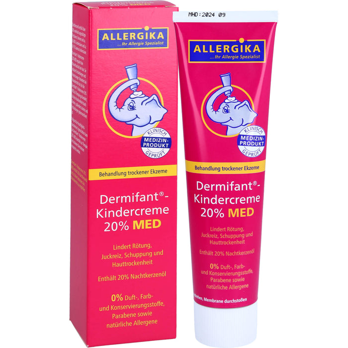 Dermifant Kindercreme 20% MED lindert Rötung, Juckreiz, Schuppung und Hauttrockenheit bei trockenen Ekzemen, 100 ml Crème